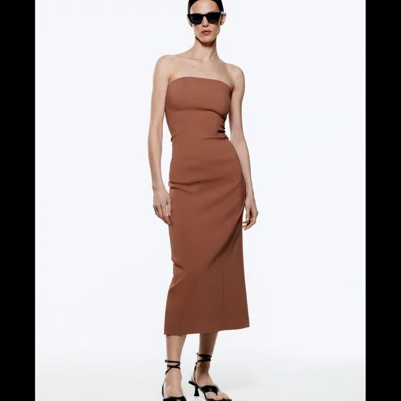 Zara MIDI BUSTIER DRESS - Picture 2 of 14